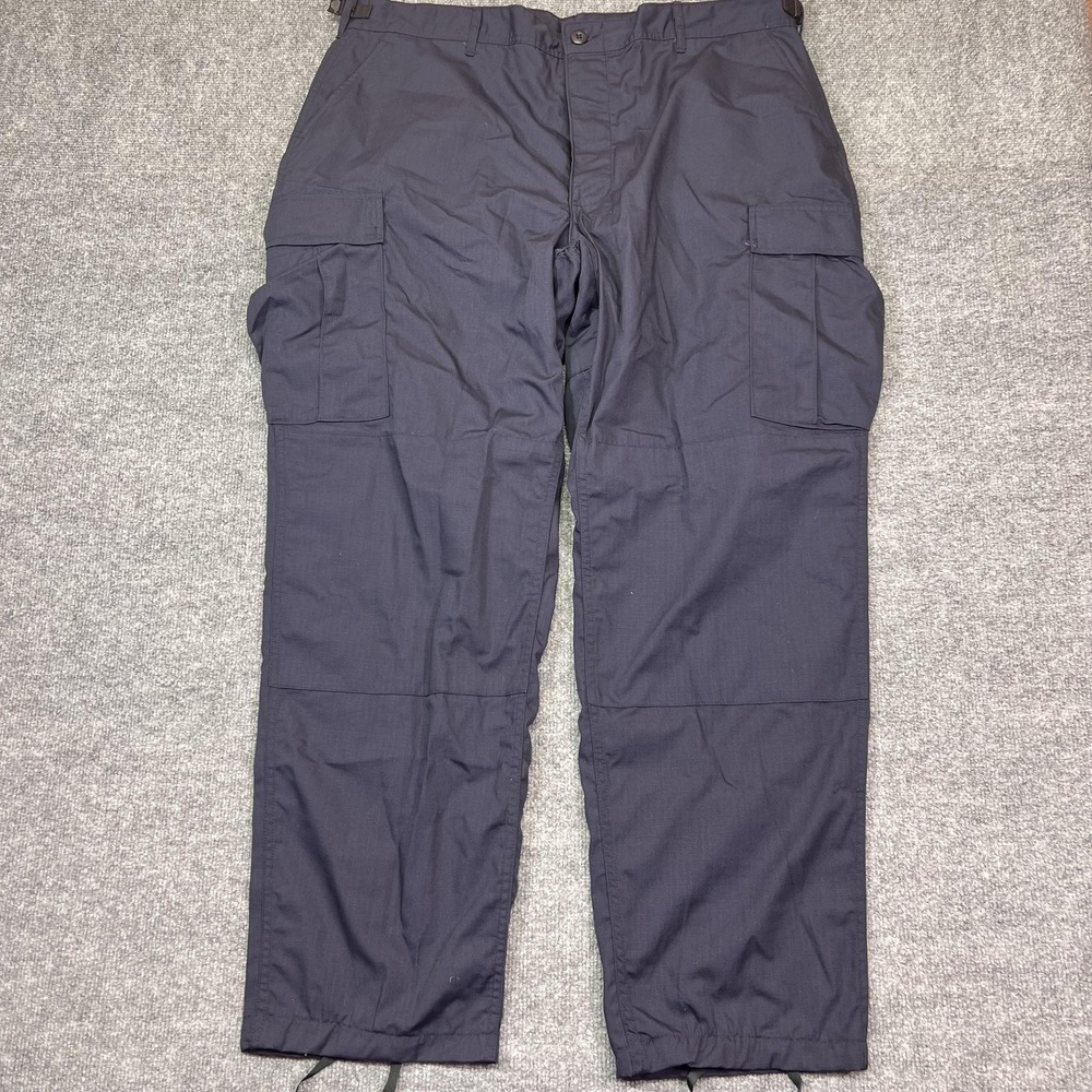 Army Cargo Pants Mens XL Blue BDU Canvas Adjustable Waist Workwear Outdoor